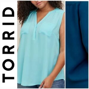 Torrid Harper Georgette Sleeveless Blouse Dark Teal Blue 4X NWOT NEW